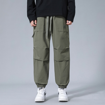 Καθημερινά παντελόνια σε χαλαρή γραμμή, μεσαίας ύψους μέση, πολυεστερική ύφανση, στενό τελείωμα ποδιού