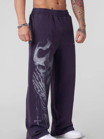 Мъжки памучни джогър панталони с широки крачоли, влагоотводящи, средна талия, 85% памук