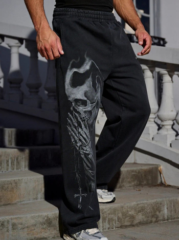 Мъжки памучни джогър панталони с широки крачоли, влагоотводящи, средна талия, 85% памук