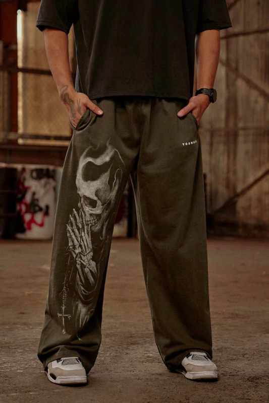 Meeste laia jala puuvillased joggerpüksid, niiskustõrje, keskmine talje, 85% puuvill