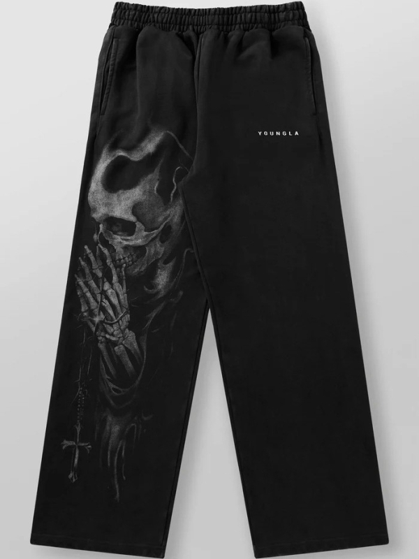 Ανδρικά παντελόνια jogger από βαμβάκι, φαρδιά γραμμή, απομακρύνουν την υγρασία, μέση μεσαία, 85% βαμβάκι