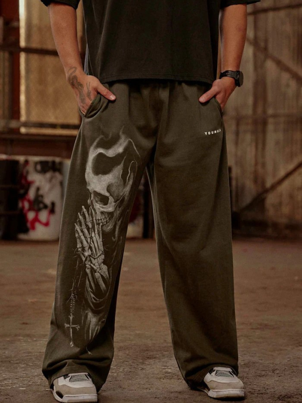 Meeste laia jala puuvillased joggerpüksid, niiskustõrje, keskmine talje, 85% puuvill