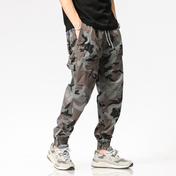 Εργασιακά χαλαρά παντελόνια με καμουφλάζ, στυλ ορεινού κατασκηνωτικού, χαλαρή γραμμή μέσης, βαμβάκι 97%, διακοσμητικές τσέπες