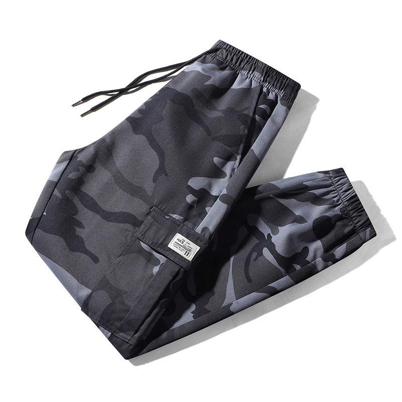 Pantaloni casual pentru bărbați, talie înaltă, croi drept, fibre de bambus, microelasticitate, model cu valuri