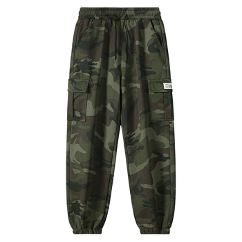Ежедневни дамски панталони в камуфляжен принт, пролет 2024, панталон с широк тромпет крак, Chenille–Spandex смес, съдържание на основния плат <30%