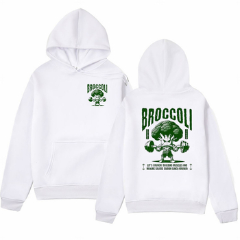 Суитшърт с качулка и полуцип, свободен силует, дълги ръкави, полиестер флис, принт, джоб патч