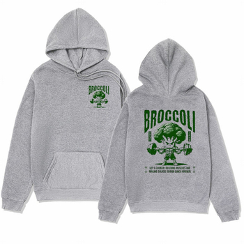 Суитшърт с качулка и полуцип, свободен силует, дълги ръкави, полиестер флис, принт, джоб патч