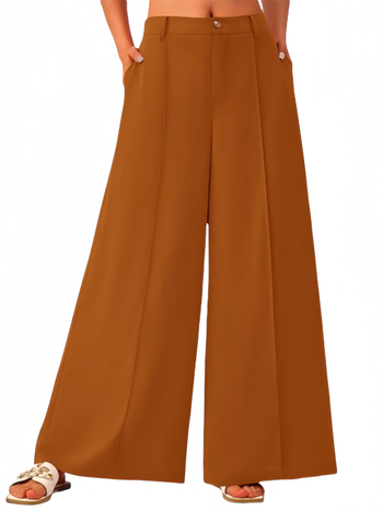 Женски панталони с широки крачоли в стил кюлот, casual, висока талия; полиестер/еластан смес, марка Sinti; дълги панталони с широка кройка, микроеластичност