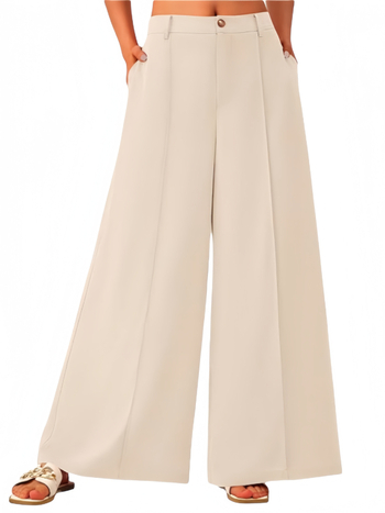 Женски панталони с широки крачоли в стил кюлот, casual, висока талия; полиестер/еластан смес, марка Sinti; дълги панталони с широка кройка, микроеластичност