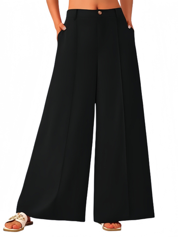 Женски панталони с широки крачоли в стил кюлот, casual, висока талия; полиестер/еластан смес, марка Sinti; дълги панталони с широка кройка, микроеластичност