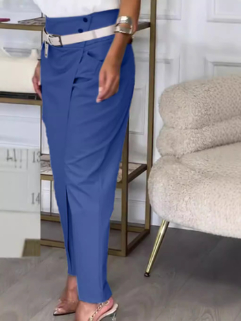 Дамски панталони с прав крак и висока талия (Сезон: есен 2024; Основна материя: полиестер; Втора материя: алпака вълна; Талия: висока; Тип панталони: прав крак)