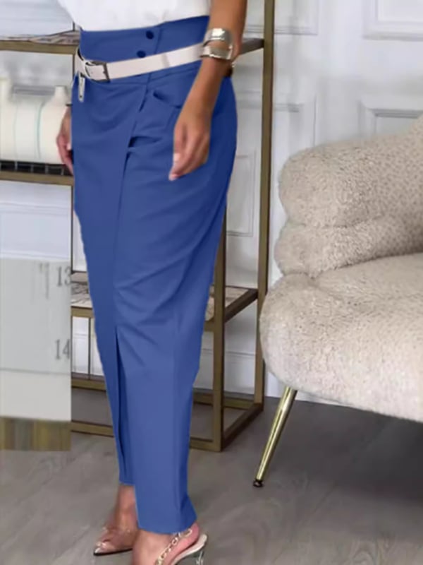 Γυναικείες ίσιες παντελόνες με υψηλή μέση (Κύρια ύφανση: Πολυεστέρας; Δευτερεύουσα ύφανση: μαλλί αλπάκα; Σεζόν: Φθινόπωρο 2024; Μέση: Υψηλή; Τύπος παντελονιού: ίσιο)