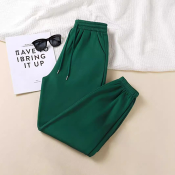 Pantaloni de trening cu șnur, talie înaltă, croială dreaptă, poliester 95%+, toamnă 2024