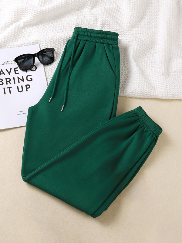 Pantaloni de trening cu șnur, talie înaltă, croială dreaptă, poliester 95%+, toamnă 2024