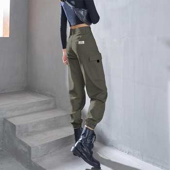 Дамски кежуал карго панталони, висока талия, къс крачол, стеснен силует, кашмирена смес (къс крачол, висока талия, стеснен силует, кашмирена смес, средна плътност)