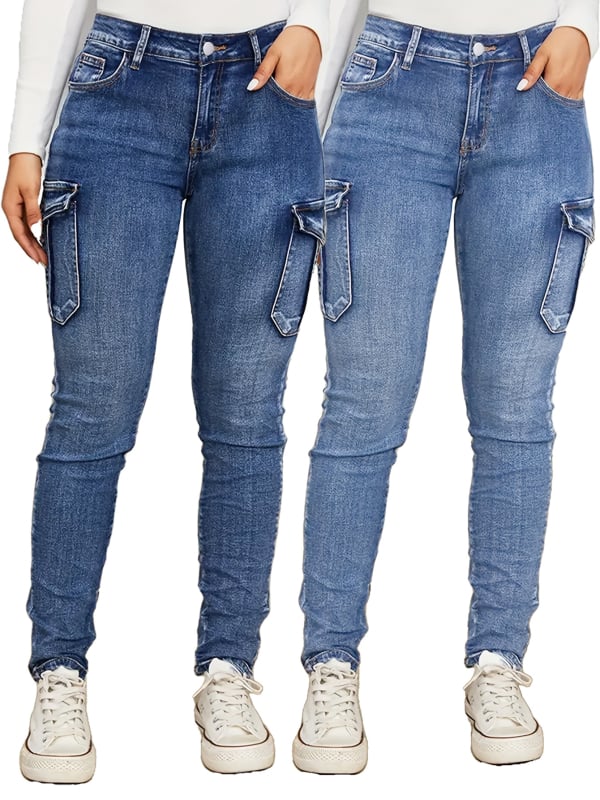 Domo fish blugi denim talie medie, fermoar, croială slim, 95% bumbac