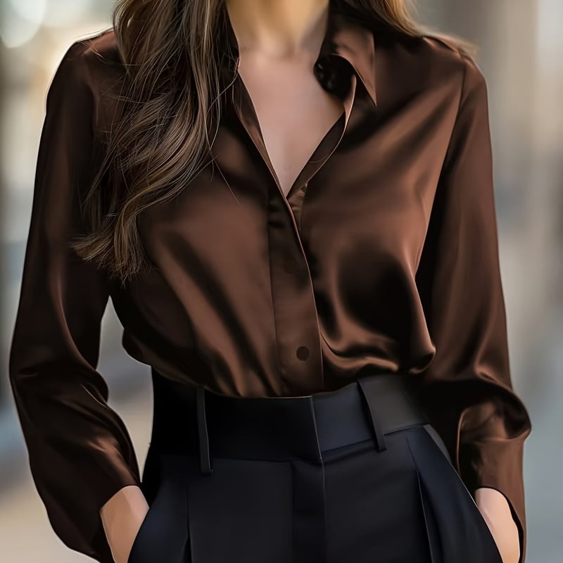 Дамска риза; винилонова тъкан; яка поло; рукав тип принцеса; мерсеризирана; пролет 2025