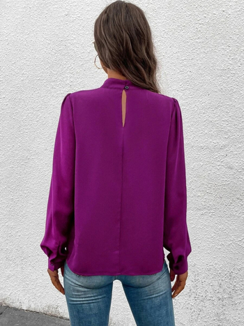 Сатенена риза с дълги ръкави, свободна кройка, пуловер стил, полиестер 95%+