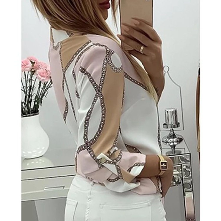 Cămașă din bumbac cu imprimeu, mâneci lungi, guler înalt, croială slim