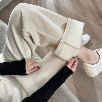 женски панталони chenille с широки крачоли, висока талия, права кройка, дебел плат, есен 2024