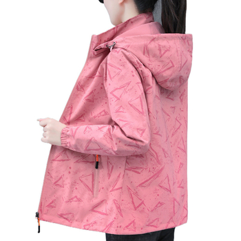 Γυναικείο διπλής όψης μπουφάν για άνοιξη και φθινόπωρο, με αποσπώμενη κουκούλα, πολυεστέρας, αστικό στυλ