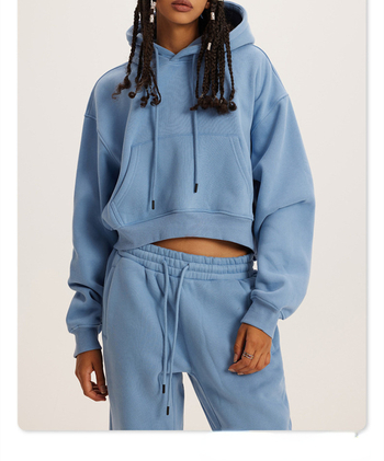 Γυναικείο σετ για ελεύθερο χρόνο με κουκούλα και κορδόνι, μονόχρωμο πολυεστέρας, ιαπωνο-κορεάτικου casual στυλ, μακριά μανίκια