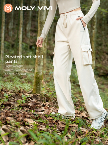 MOLYVIVI женски софтшел панталони – ветроустойчиви, полиестерна материя, за зимно и есенно ползване, за туризъм и катерене