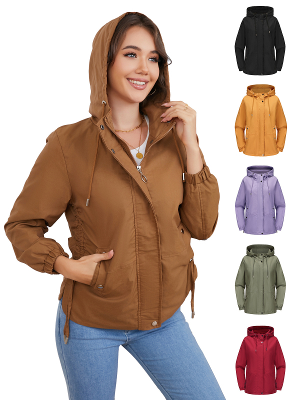 Moteriška gobtuvu striukė iš poliesterio, laisvas kirpimas, užtrauktukas