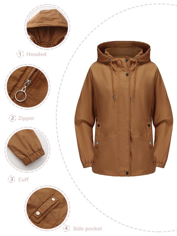 Moteriška gobtuvu striukė iš poliesterio, laisvas kirpimas, užtrauktukas