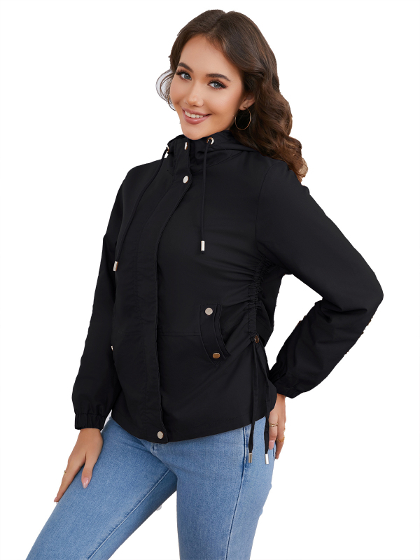 Moteriška gobtuvu striukė iš poliesterio, laisvas kirpimas, užtrauktukas