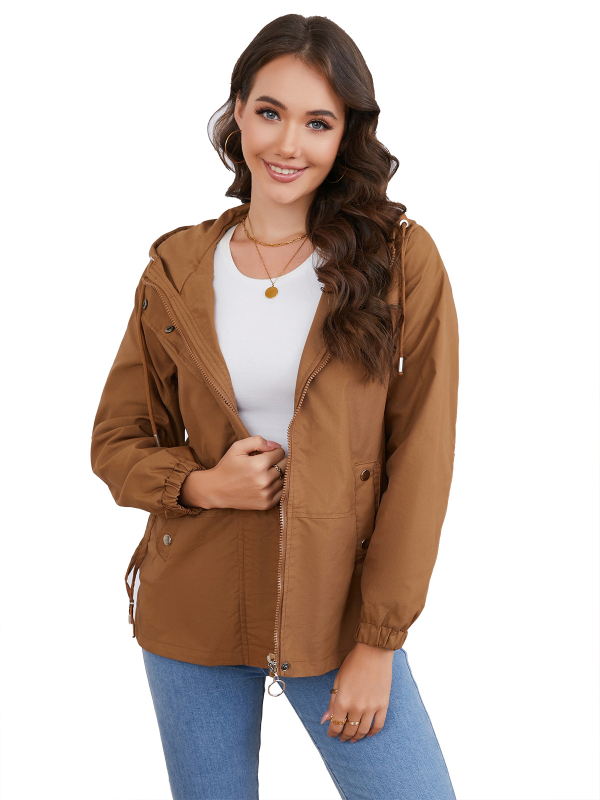 Moteriška gobtuvu striukė iš poliesterio, laisvas kirpimas, užtrauktukas