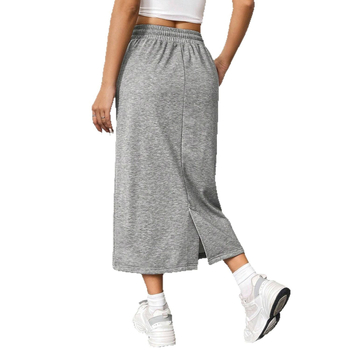 Μεσαίου μήκους φούστα με ελαστική μέση, σε γραμμή Α, μονόχρωμη, ύφασμα πολυεστέρα-σπάντεξ