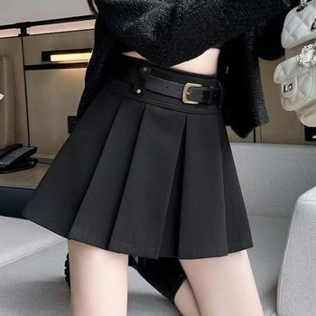 Γυναικεία πλισέ φούστα με ψηλή μέση, βαμβακερό ύφασμα, περιεκτικότητα σε βαμβάκι 95%+, αστικό στυλ