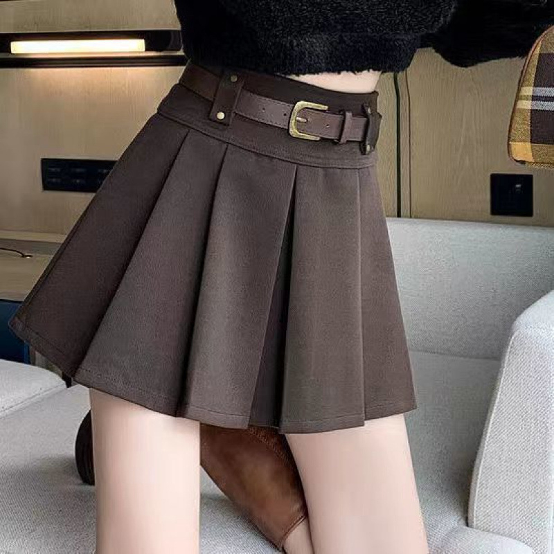 Fustă plisată pentru femei cu talie înaltă, material din bumbac, conținut de bumbac 95%+, stil urban