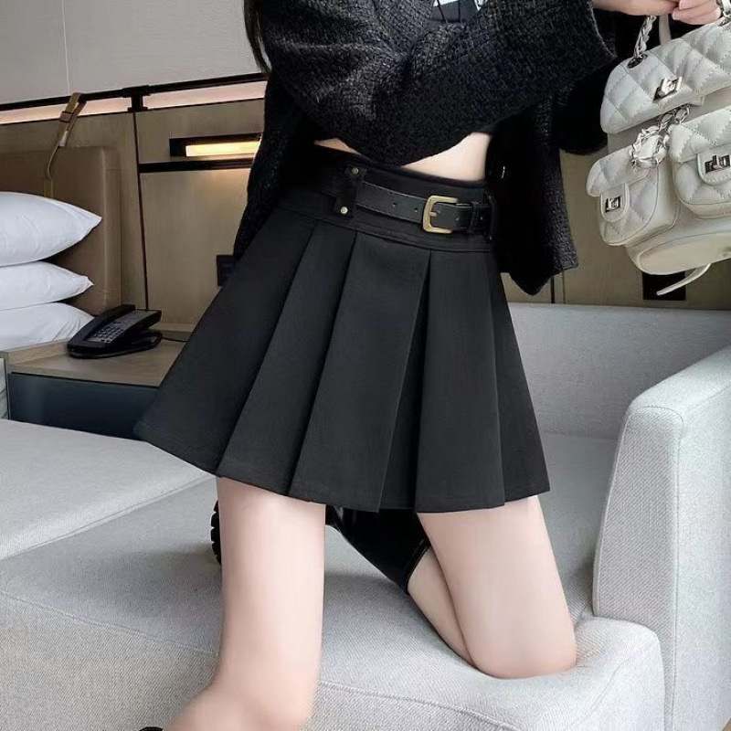 Fustă plisată pentru femei cu talie înaltă, material din bumbac, conținut de bumbac 95%+, stil urban