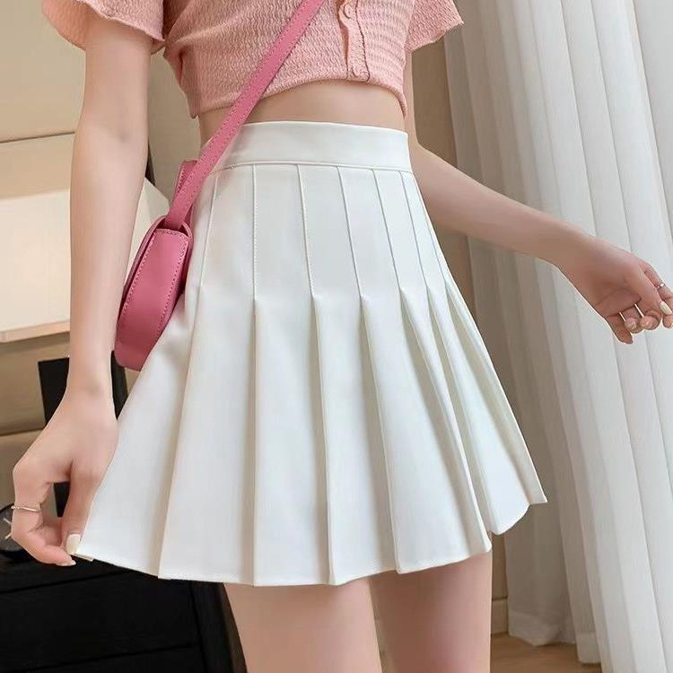 Plisirana ženska JK suknja, bijela, visoki struk, A-linija, mini duljina, za proljeće/ljeto 2023