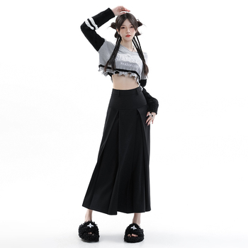 Φούστα Α-γραμμής με πιέτες, υψηλή μέση, midi μήκος, στυλ Ακαδημαϊκό (50-70% βαμβάκι; Άνοιξη 2025; Σιδερωμένο)