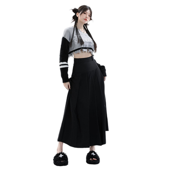 Φούστα Α-γραμμής με πιέτες, υψηλή μέση, midi μήκος, στυλ Ακαδημαϊκό (50-70% βαμβάκι; Άνοιξη 2025; Σιδερωμένο)