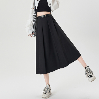 Φούστα Α-γραμμής, midi μήκος, από πολυεστέρα με έως 30% σπαντέξ, 3D κοπή