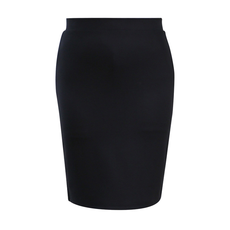 Magas derekú midi szoknya, egyszínű, anyaga nylon/spandex, számítógépes lapos kötésben készült