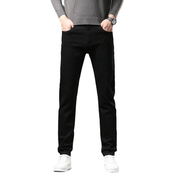 Дънки - корейски стил, прави кройки, подплатени с флийс, с средна талия, деним с 73% памук