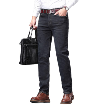 Мъжки дънки, висока талия, прав силует, цип, тънка материя, микроеластичност (Висока талия; Прав силует; Цип; Тънка материя; Микроеластичност)