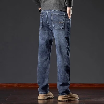 Мъжки дънки - прав крак, средна талия, младежки стил (модалова тъкан, микроеластичност, с цип, пролет 2025)