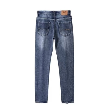 Мъжки дънки - прав крак, средна талия, младежки стил (модалова тъкан, микроеластичност, с цип, пролет 2025)