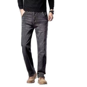 Мъжки дънки - прав крак, средна талия, младежки стил (модалова тъкан, микроеластичност, с цип, пролет 2025)