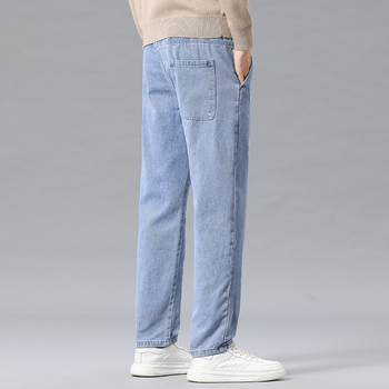 Унисекс дънки със straight кройка, средна талия, жакардова тъкан, памук 92%, камъчно пране