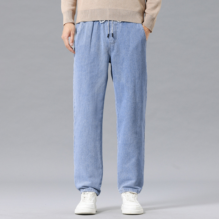 Unisex traperice ravnog kroja, srednji pojas, jacquard tkanina, 92% pamuk, kamen pranje