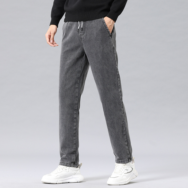 Unisex traperice ravnog kroja, srednji pojas, jacquard tkanina, 92% pamuk, kamen pranje