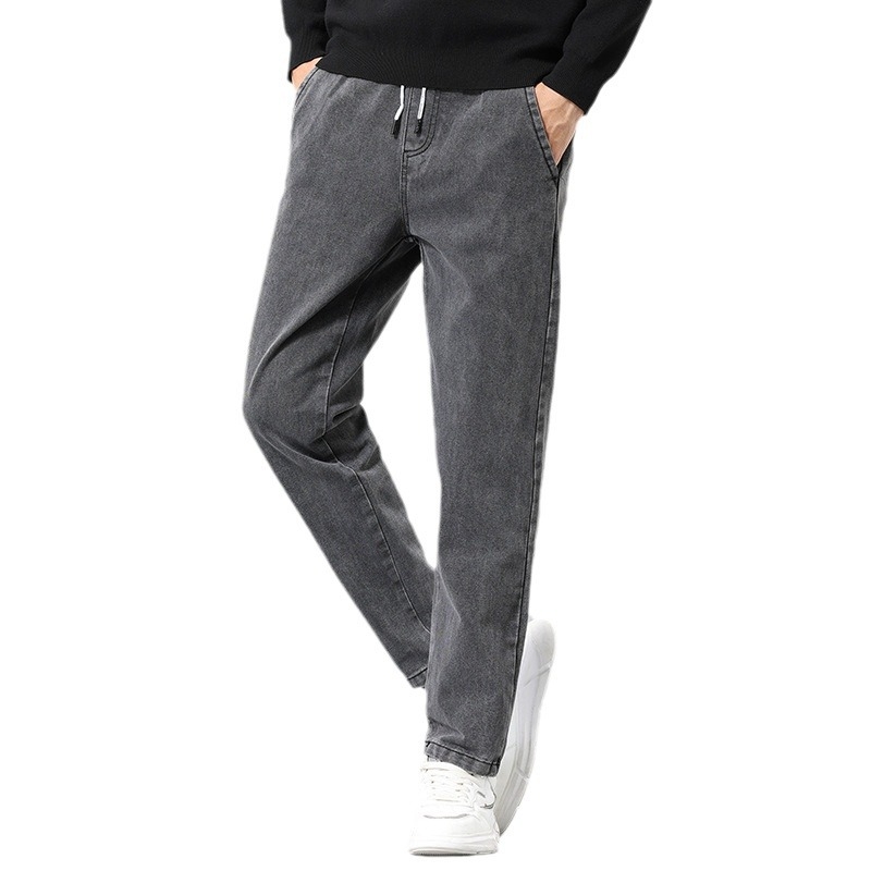 Unisex traperice ravnog kroja, srednji pojas, jacquard tkanina, 92% pamuk, kamen pranje