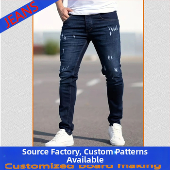 Дънки от памучен деним с хип-хоп стил, тесен модел, ниска талия и цип отпред